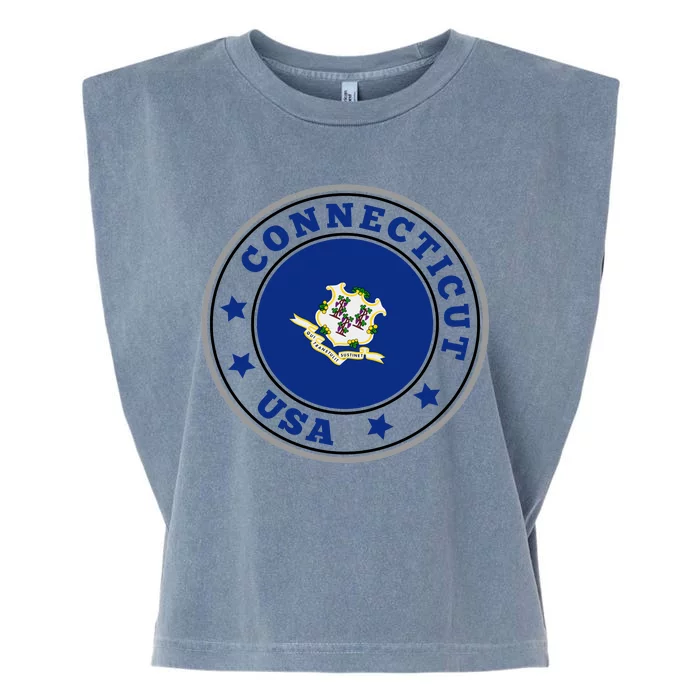 Connecticut State Flag Circle Garment-Dyed Women's Muscle Tee