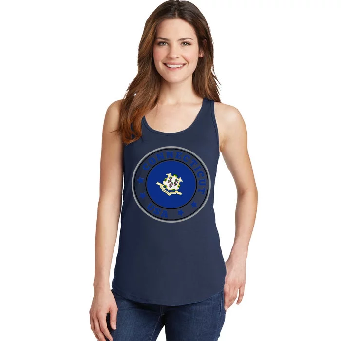 Connecticut State Flag Circle Ladies Essential Tank