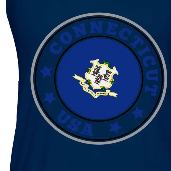 Connecticut State Flag Circle Ladies Essential Flowy Tank