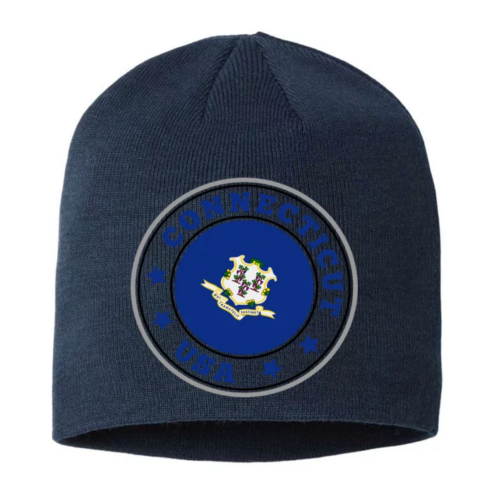 Connecticut State Flag Circle 8 1/2in Sustainable Knit Beanie