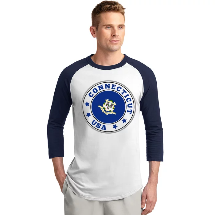 Connecticut State Flag Circle Baseball Sleeve Shirt