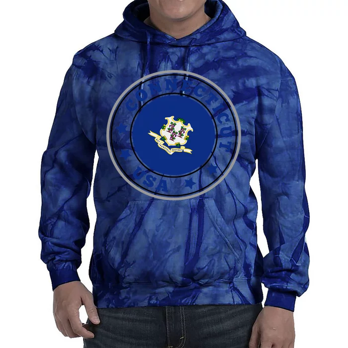 Connecticut State Flag Circle Tie Dye Hoodie