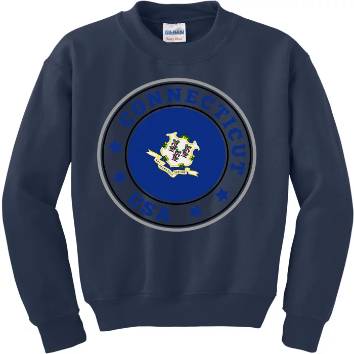 Connecticut State Flag Circle Kids Sweatshirt