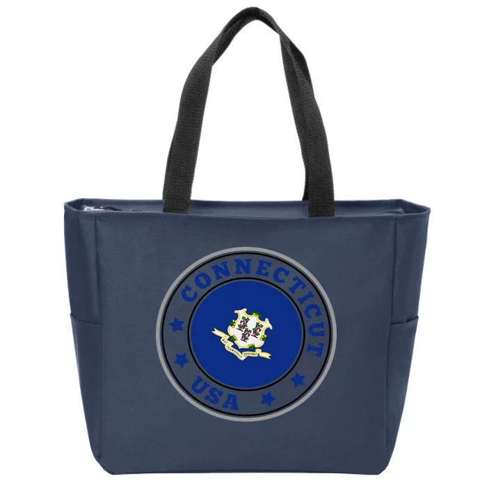 Connecticut State Flag Circle Zip Tote Bag