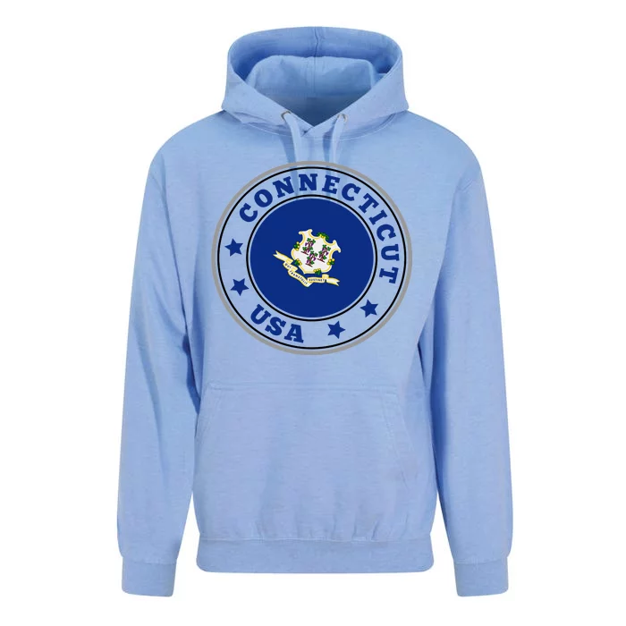 Connecticut State Flag Circle Unisex Surf Hoodie