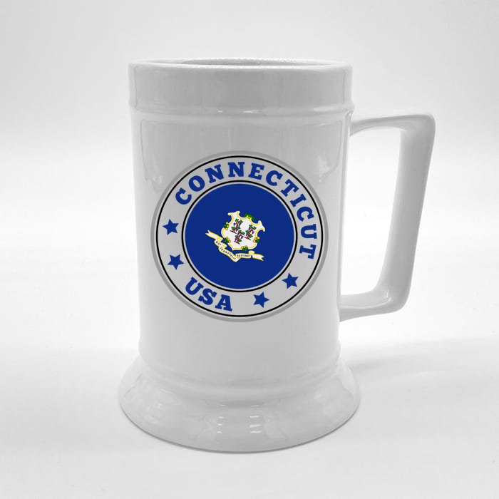 Connecticut State Flag Circle Front & Back Beer Stein