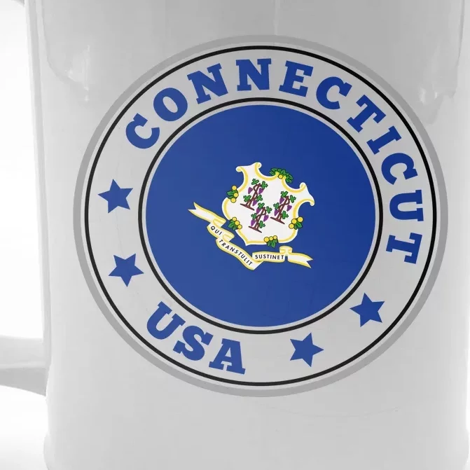 Connecticut State Flag Circle Front & Back Beer Stein