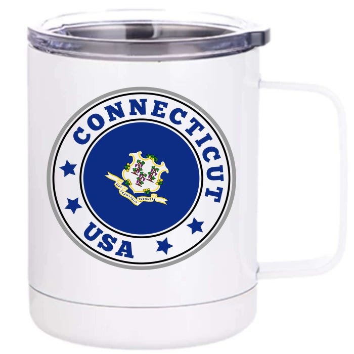 Connecticut State Flag Circle Front & Back 12oz Stainless Steel Tumbler Cup