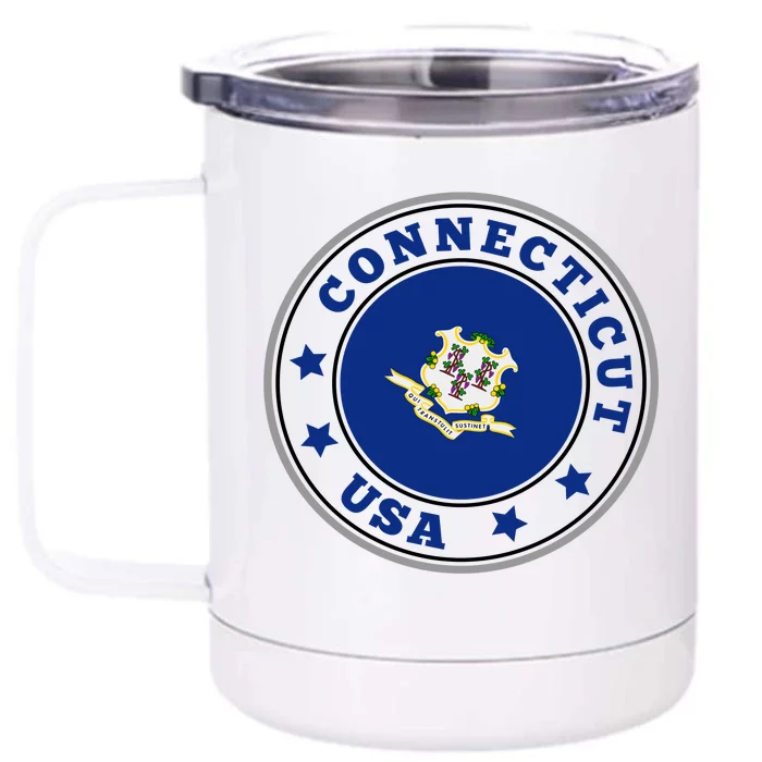 Connecticut State Flag Circle Front & Back 12oz Stainless Steel Tumbler Cup