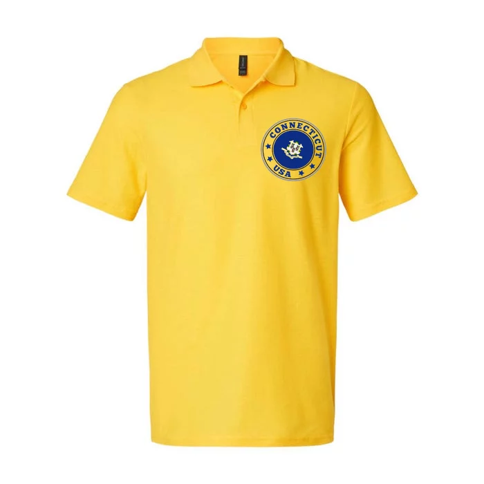 Connecticut State Flag Circle Softstyle Adult Sport Polo