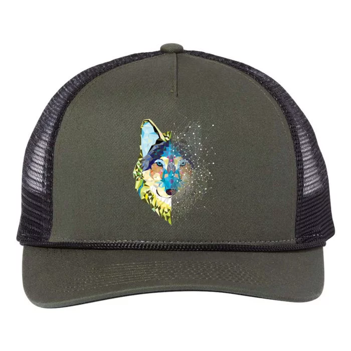 Constellation Pixel Wolf Retro Rope Trucker Hat Cap