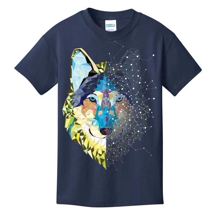 Constellation Pixel Wolf Kids T-Shirt