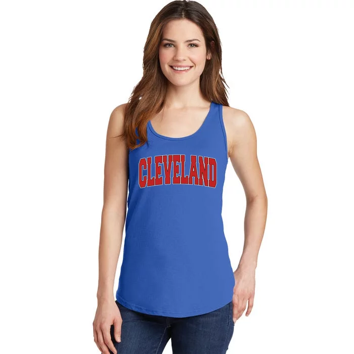 Cleveland Oh Ohio Varsity Style Usa Vintage Sports Great Gift Ladies Essential Tank