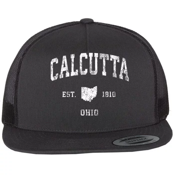 Calcutta Ohio Oh Vintage Athletic Sports Design Flat Bill Trucker Hat