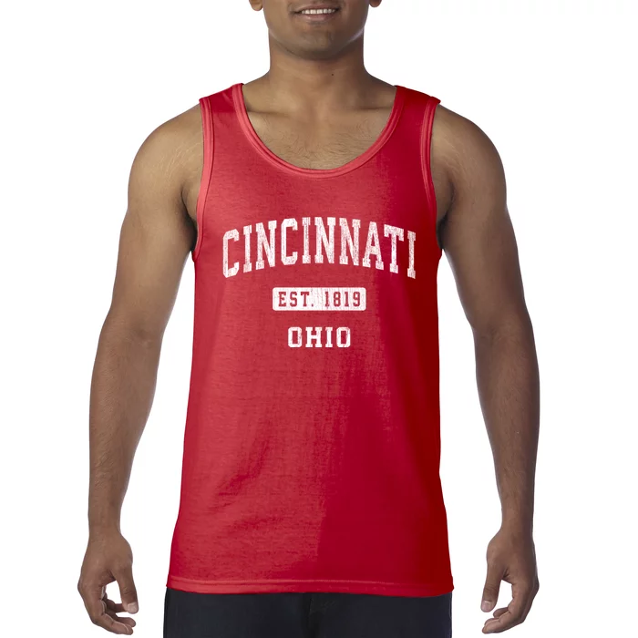 Cincinnati Ohio Oh Vintage Established Athletic Sports Design Tank Top