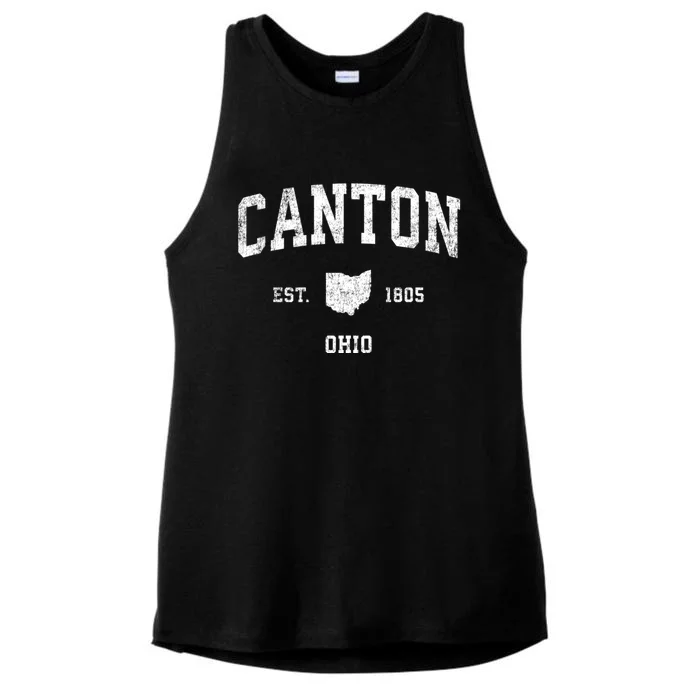 Canton Ohio Oh Vintage Sports Design Ladies Tri-Blend Wicking Tank