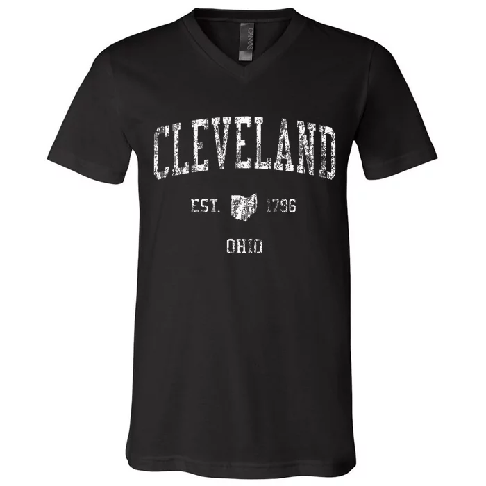 Cleveland Ohio Oh Vintage Sports Design V-Neck T-Shirt