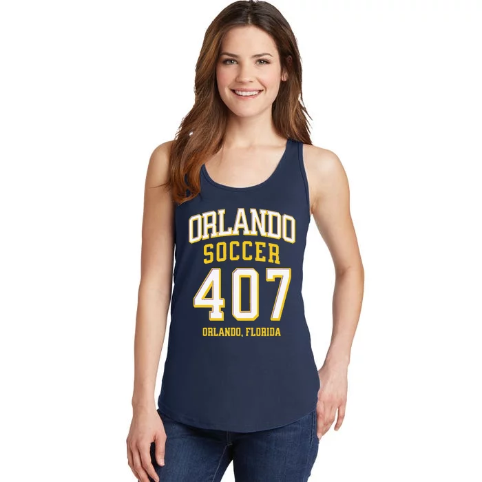 City Of Orlando Soccer Area Code 407 Collection Ladies Essential Tank