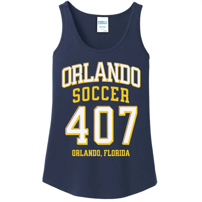 City Of Orlando Soccer Area Code 407 Collection Ladies Essential Tank