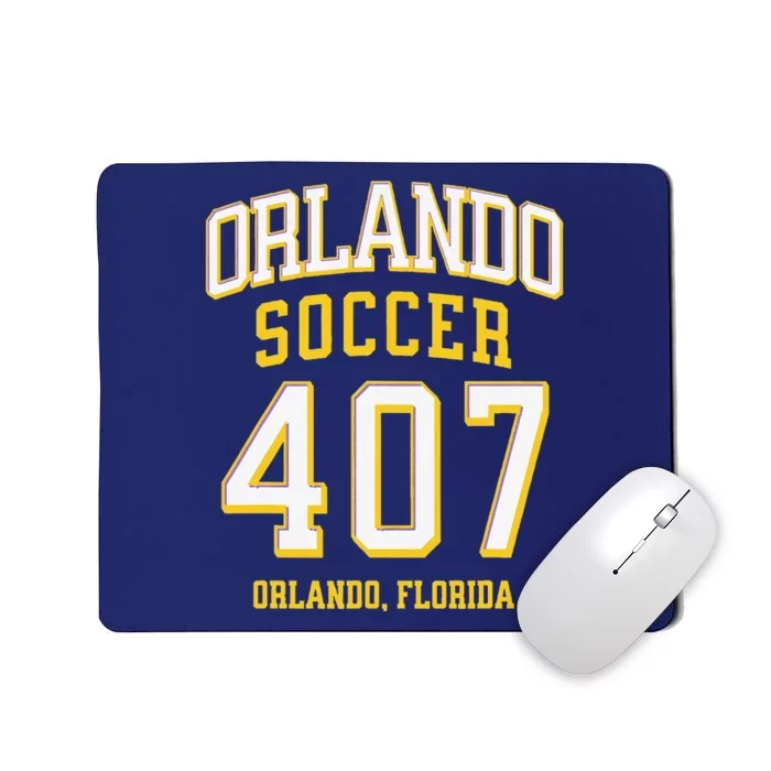 City Of Orlando Soccer Area Code 407 Collection Mousepad