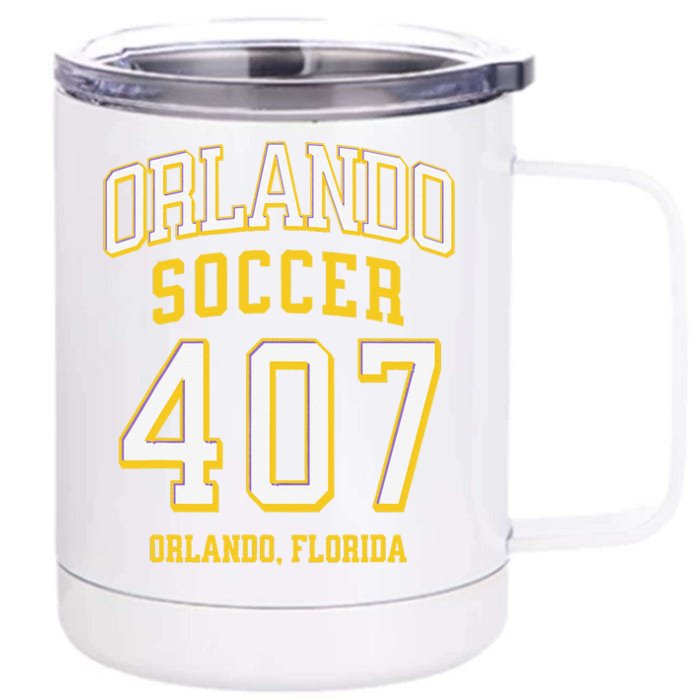 City Of Orlando Soccer Area Code 407 Collection Front & Back 12oz Stainless Steel Tumbler Cup