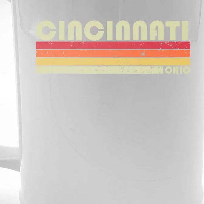 Cincinnati Oh Ohio Funny City Home Roots Gift Retro 70s 80s Gift Front & Back Beer Stein