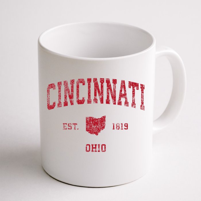 Cincinnati Ohio Oh Vintage Sports Design Red Print Front & Back Coffee Mug