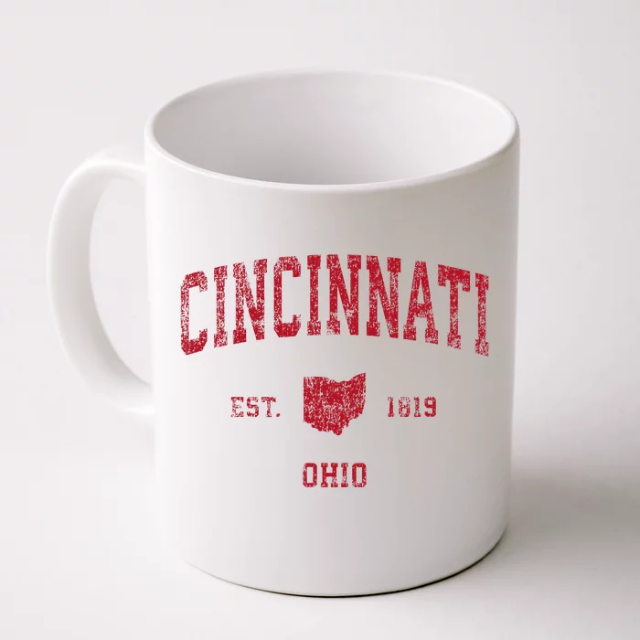 Cincinnati Ohio Oh Vintage Sports Design Red Print Front & Back Coffee Mug