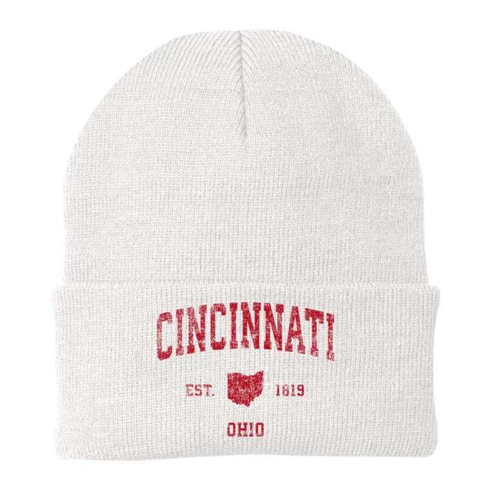 Cincinnati Ohio Oh Vintage Sports Design Red Print Knit Cap Winter Beanie