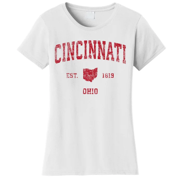 Cincinnati Ohio Oh Vintage Sports Design Red Print Women's T-Shirt