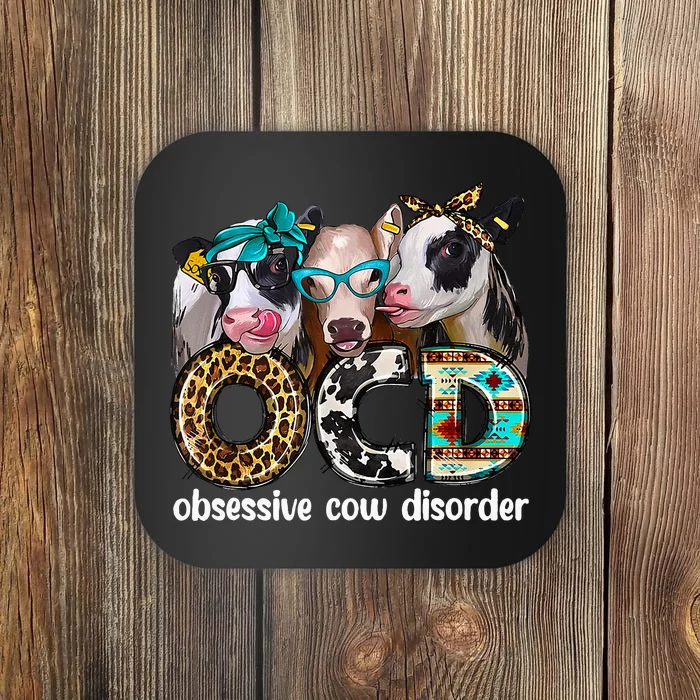 Cute OCD Obsessive cow disorder 3 cute heifer cow Coaster