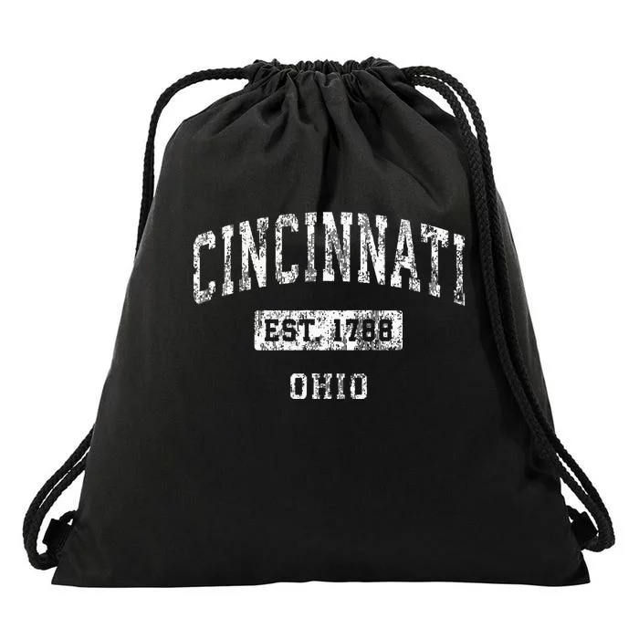 Cincinnati Ohio Oh Vintage Established Sports Design Drawstring Bag