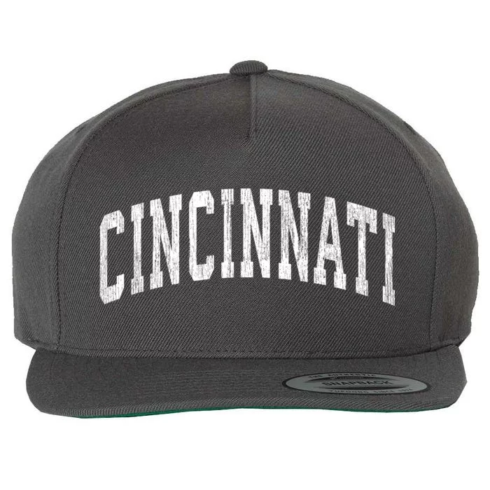 Cincinnati Ohio Oh Vintage Athletic Sports Design Wool Snapback Cap