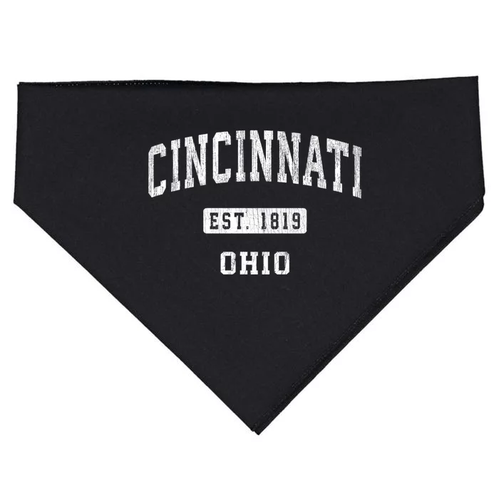 Cincinnati Ohio Oh Vintage Athletic Sports Design USA-Made Doggie Bandana