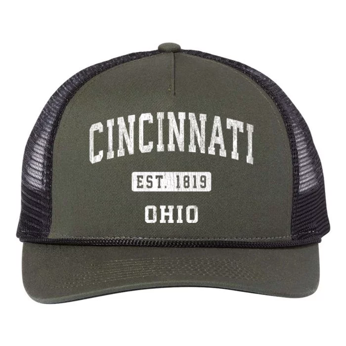 Cincinnati Ohio Oh Vintage Athletic Sports Design Retro Rope Trucker Hat Cap