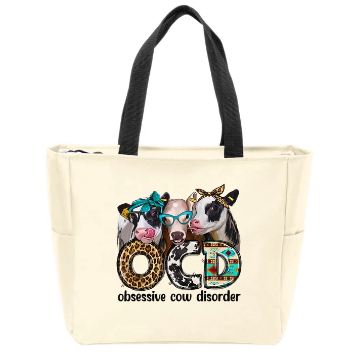 Cute OCD Obsessive cow disorder 3 cute heifer cow wo Zip Tote Bag