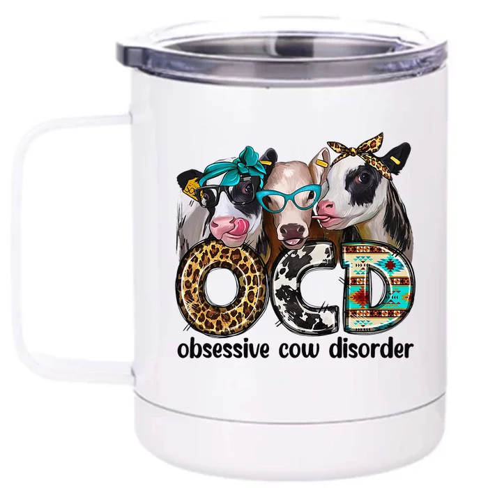 Cute OCD Obsessive cow disorder 3 cute heifer cow wo Front & Back 12oz Stainless Steel Tumbler Cup