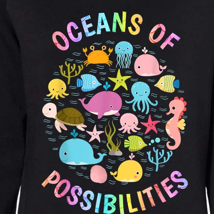 Cute Oceans Of Possibilities Summer Reading Sea Creatures Womens California Wash Sweatshirt