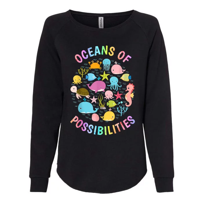 Cute Oceans Of Possibilities Summer Reading Sea Creatures Womens California Wash Sweatshirt