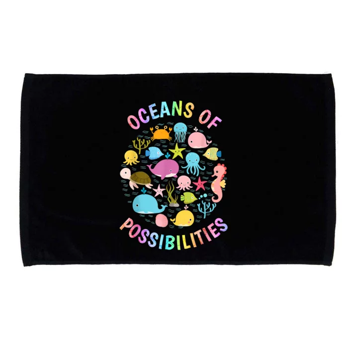 Cute Oceans Of Possibilities Summer Reading Sea Creatures Microfiber Hand Towel