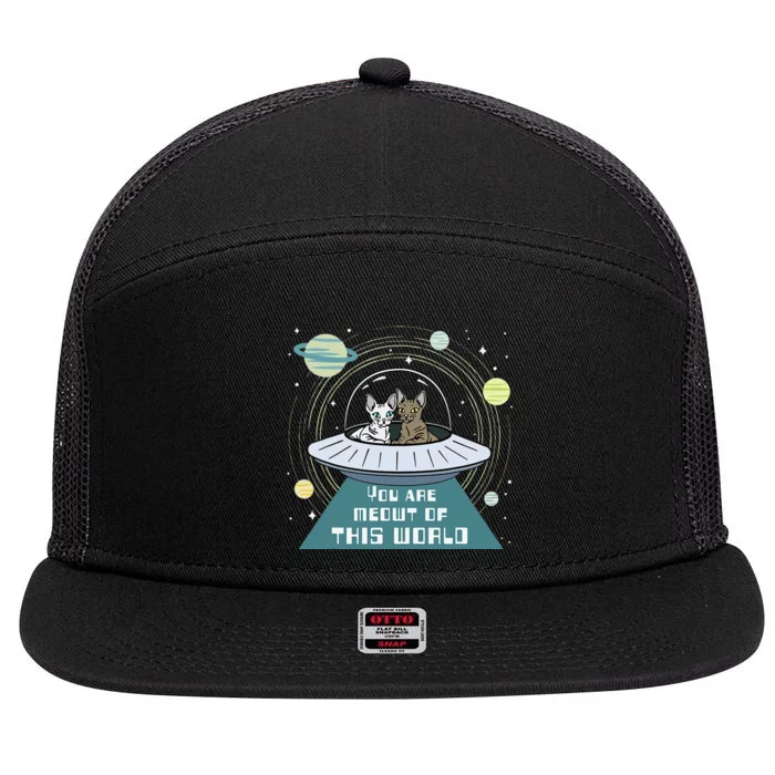 Cat Out Of This World Ufo Spaceship 7 Panel Mesh Trucker Snapback Hat