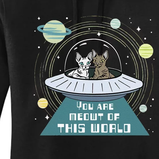 Cat Out Of This World Ufo Spaceship Women's Pullover Hoodie