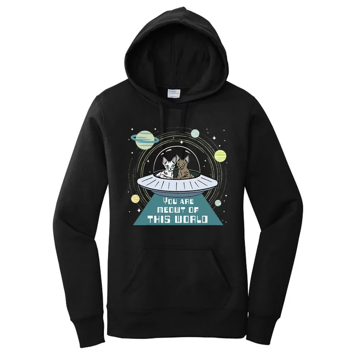 Cat Out Of This World Ufo Spaceship Women's Pullover Hoodie