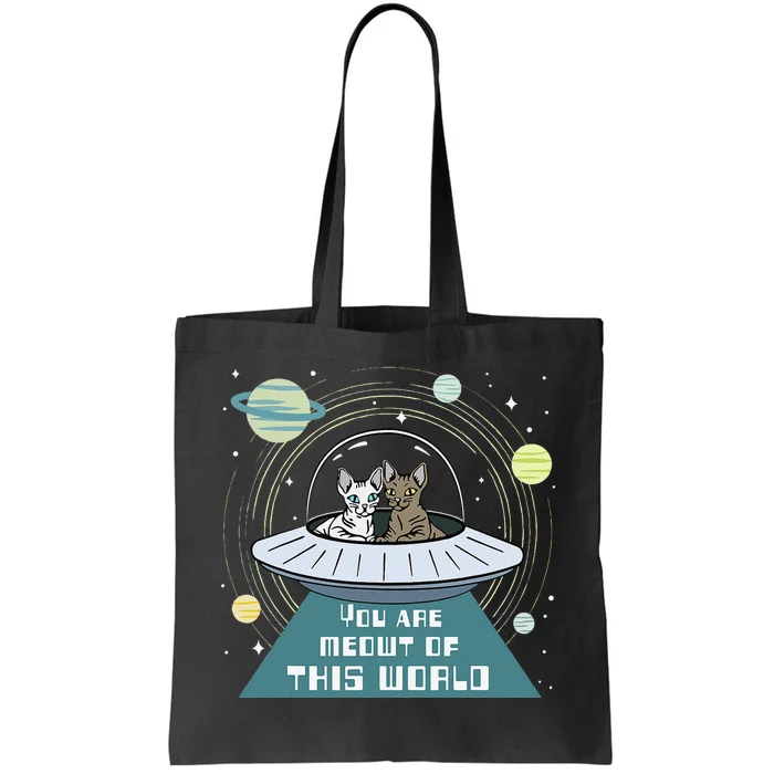 Cat Out Of This World Ufo Spaceship Tote Bag