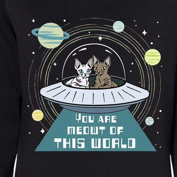 Cat Out Of This World Ufo Spaceship Womens California Wash Sweatshirt