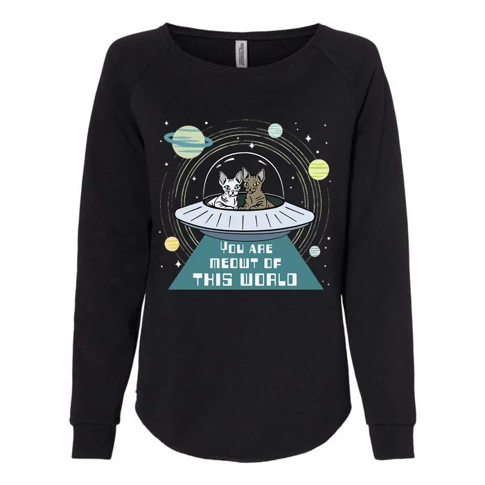 Cat Out Of This World Ufo Spaceship Womens California Wash Sweatshirt