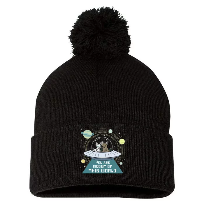 Cat Out Of This World Ufo Spaceship Pom Pom 12in Knit Beanie