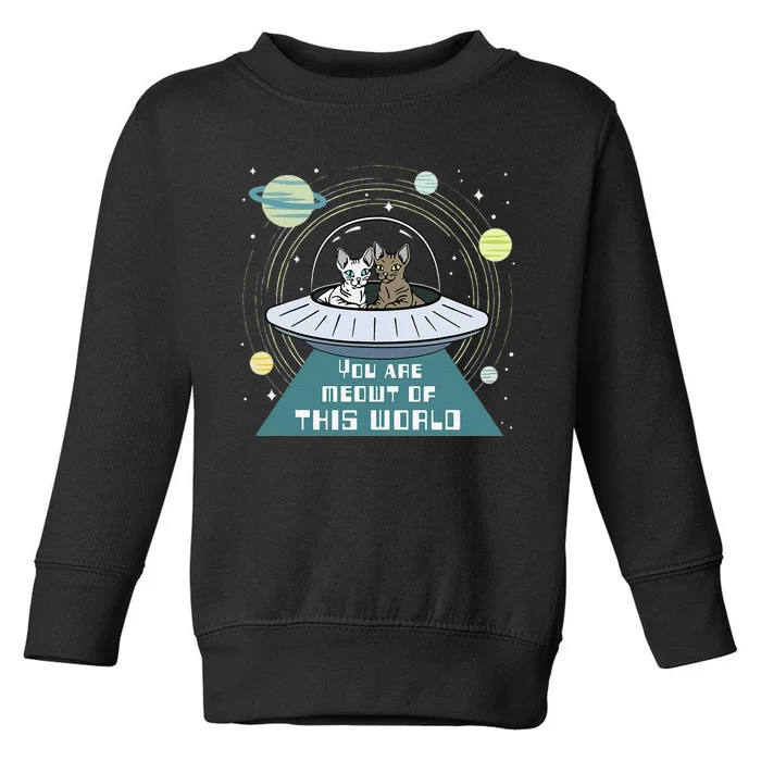 Cat Out Of This World Ufo Spaceship Toddler Sweatshirt