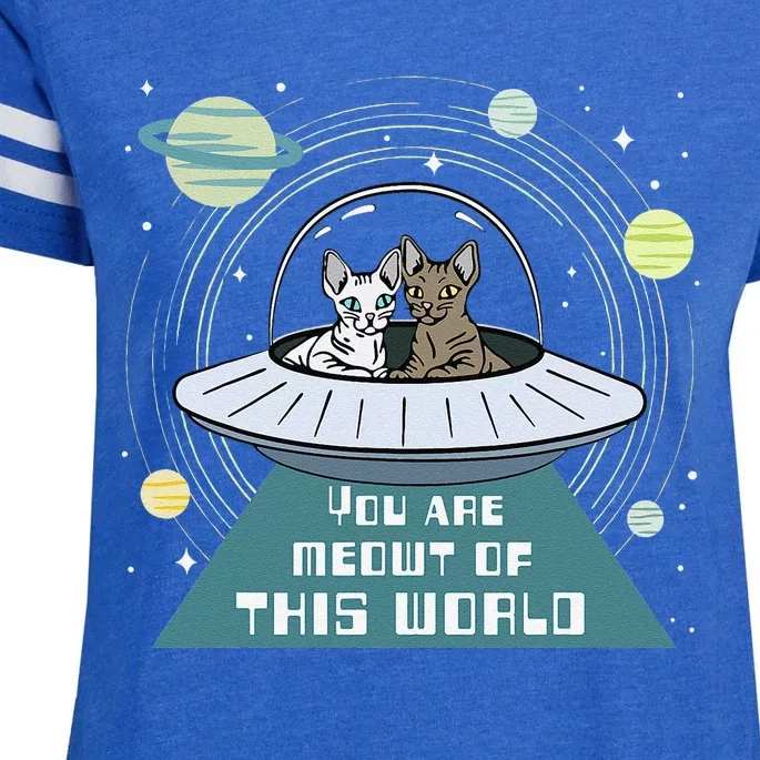 Cat Out Of This World Ufo Spaceship Enza Ladies Jersey Football T-Shirt