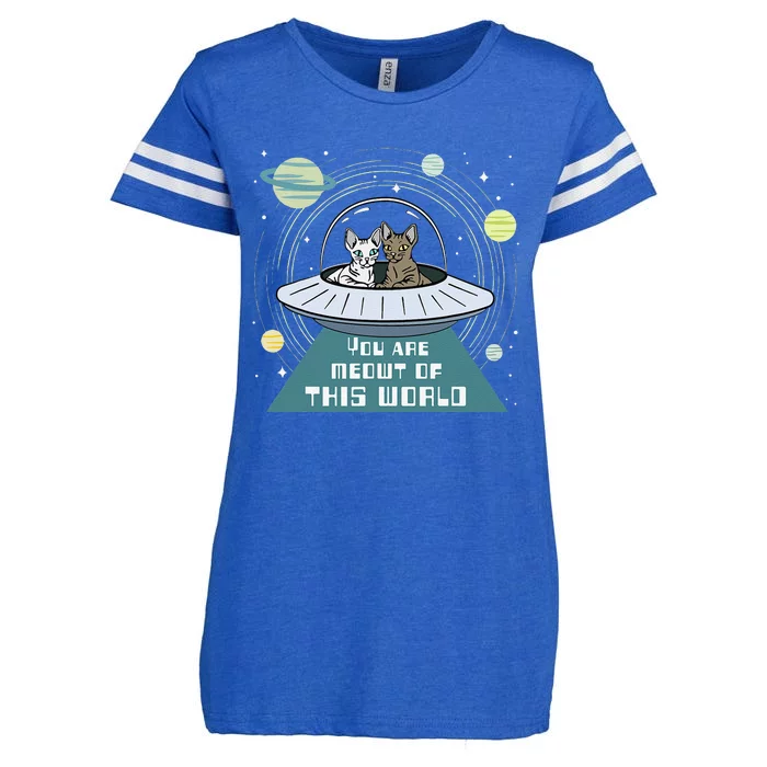 Cat Out Of This World Ufo Spaceship Enza Ladies Jersey Football T-Shirt